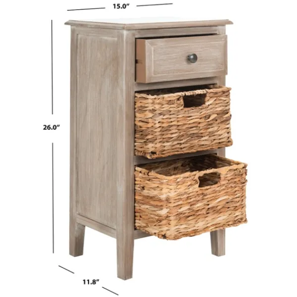 Accent & End Tables-Kirkland's Home Wood Side Table With Baskets Gray