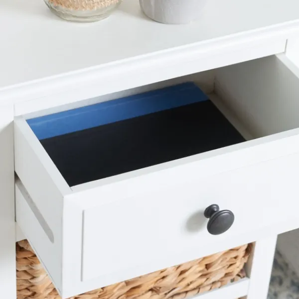 Accent & End Tables-Kirkland's Home Wood Side Table With Baskets White
