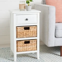 Accent & End Tables-Kirkland's Home Wood Side Table With Baskets White