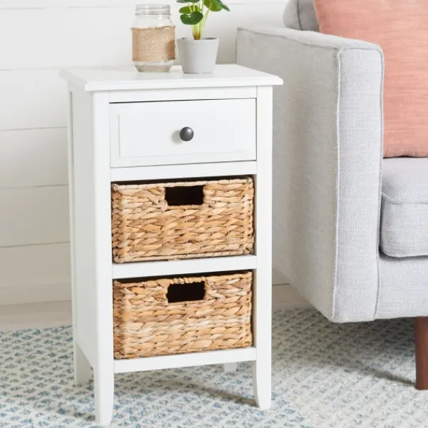 Accent & End Tables-Kirkland's Home Wood Side Table With Baskets White