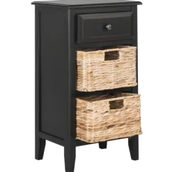 Accent & End Tables-Kirkland's Home Wood Side Table With Baskets Black