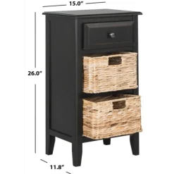 Accent & End Tables-Kirkland's Home Wood Side Table With Baskets Black