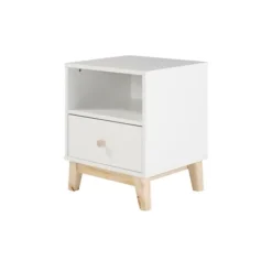 Nightstands-Kirkland's Home Wood Single Drawer Footed Nightstand White