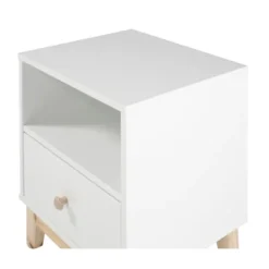 Nightstands-Kirkland's Home Wood Single Drawer Footed Nightstand White
