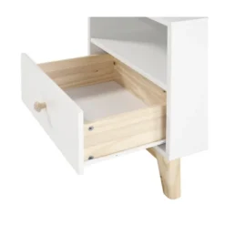 Nightstands-Kirkland's Home Wood Single Drawer Footed Nightstand White