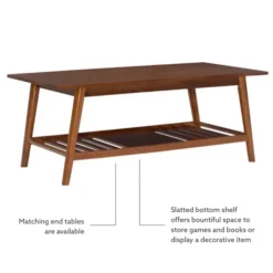 Coffee Tables-Kirkland's Home Wood Slatted Bottom Shelf Coffee Table Brown