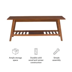Coffee Tables-Kirkland's Home Wood Slatted Bottom Shelf Coffee Table Brown