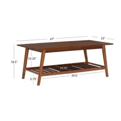 Coffee Tables-Kirkland's Home Wood Slatted Bottom Shelf Coffee Table Brown