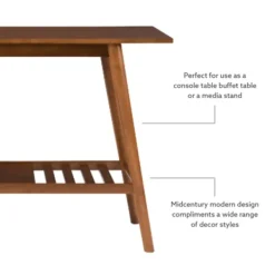 Console Tables-Kirkland's Home Wood Slatted Bottom Shelf Console Table Brown