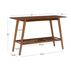 Console Tables-Kirkland's Home Wood Slatted Bottom Shelf Console Table Brown