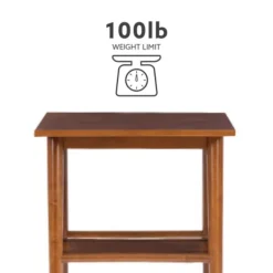 Accent & End Tables-Kirkland's Home Wood Slatted Bottom Shelf Side Table Brown