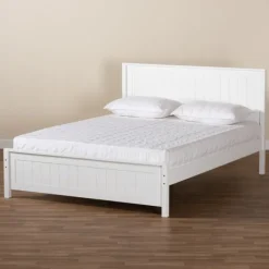 Beds & Headboards-Kirkland's Home Wood Slatted Full Bed Frame White