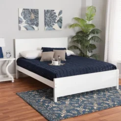 Beds & Headboards-Kirkland's Home Wood Slatted Queen Bed Frame White