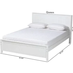 Beds & Headboards-Kirkland's Home Wood Slatted Queen Bed Frame White