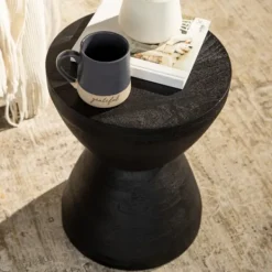 Accent & End Tables-Kirkland's Home Wood Spool Side Table Black