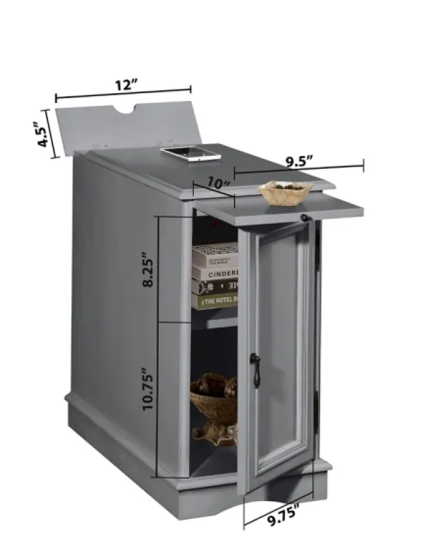 Accent & End Tables-Kirkland's Home Wood Storage And Charging Accent Table Gray