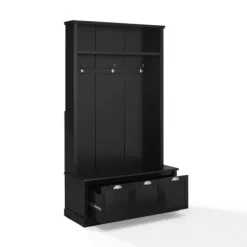Entryway Furniture-Kirkland's Home Wood Storage Bench Hall Tree Black