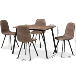 Dining Tables-Kirkland's Home Wood Table And Leather Chairs 5-Pc. Dining Set Brown/Black