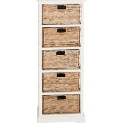 Bookshelves-Kirkland's Home Wood 5-Tier Basket Storage Shelf White