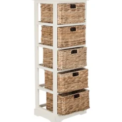 Bookshelves-Kirkland's Home Wood 5-Tier Basket Storage Shelf White