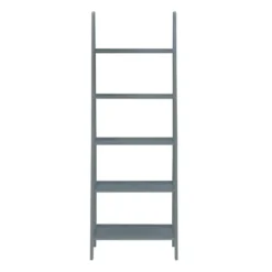 Bookshelves-Kirkland's Home Wood 5-Tier Ladder Bookshelf Gray