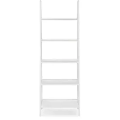 Bookshelves-Kirkland's Home Wood 5-Tier Ladder Bookshelf White