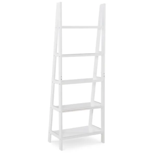 Bookshelves-Kirkland's Home Wood 5-Tier Ladder Bookshelf White