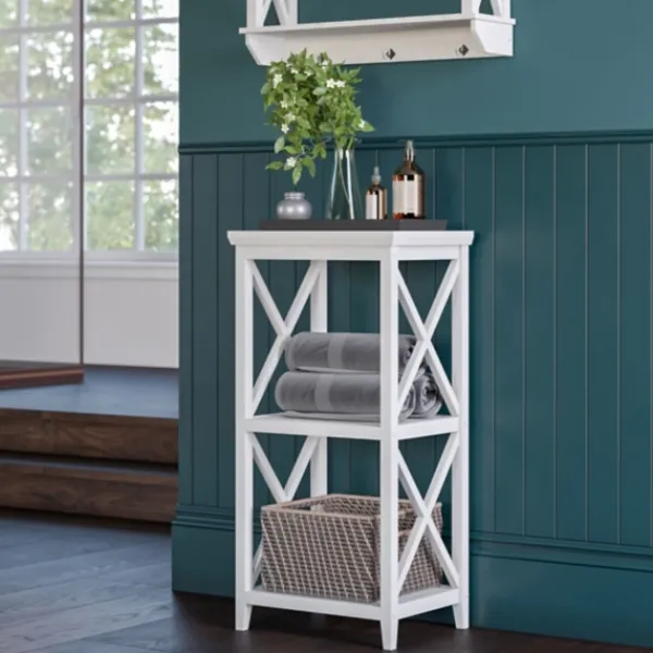 Bathroom Furniture-Kirkland's Home Wood 2-Tier Storage Shelf White