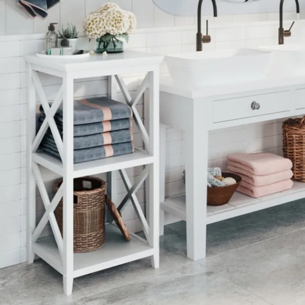 Bathroom Furniture-Kirkland's Home Wood 2-Tier Storage Shelf White