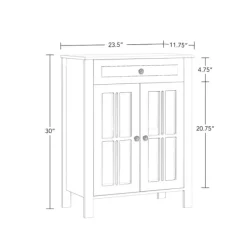 Bathroom Furniture-Kirkland's Home Wood Two Pane Glass Doors Floor Cabinet White