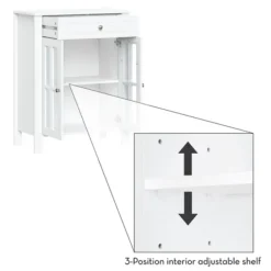 Bathroom Furniture-Kirkland's Home Wood Two Pane Glass Doors Floor Cabinet White