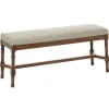 Benches & Ottomans-Kirkland's Home Wood Upholstered Burlap Seat Bench Brown