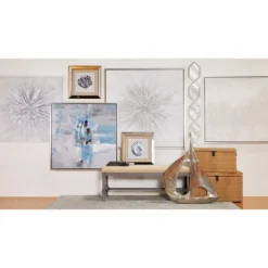 Benches & Ottomans-Kirkland's Home Wood Upholstered Burlap Seat Bench Gray