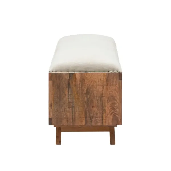 Benches & Ottomans-Kirkland's Home Wood Upholstered Seat Open Storage Bench Brown