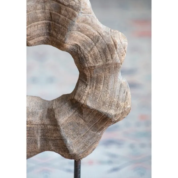 Statues & Figurines-Kirkland's Home Wood Wave Ring Figurine Brown