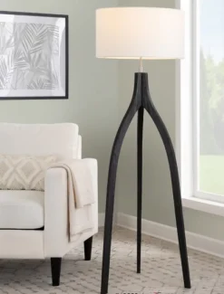 Floor Lamps-Kirkland's Home Wood Wishbone Floor Lamp Black