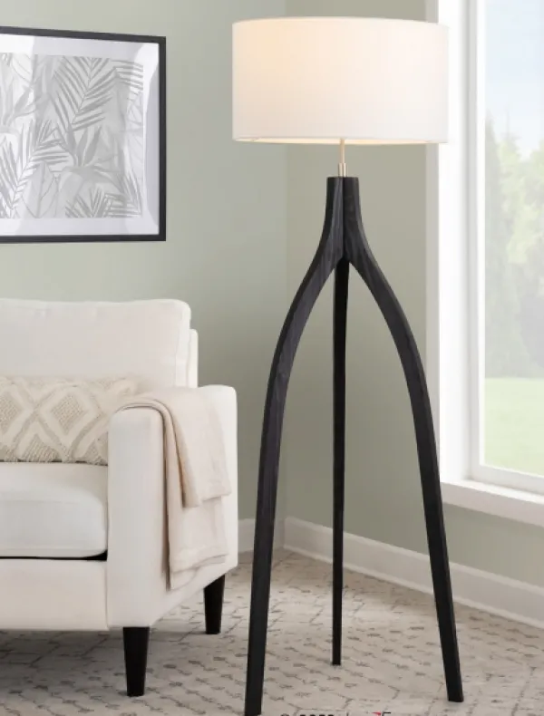 Floor Lamps-Kirkland's Home Wood Wishbone Floor Lamp Black