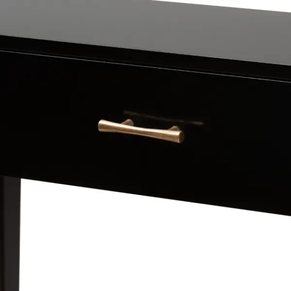 Console Tables-Kirkland's Home Wood Woven Shelves Console Table Black
