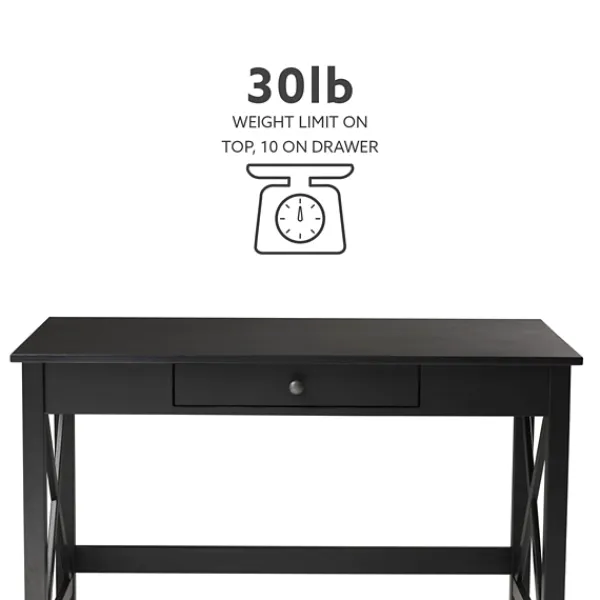 Office Furniture-Kirkland's Home Wood X-Sides Desk Black