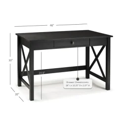 Office Furniture-Kirkland's Home Wood X-Sides Desk Black