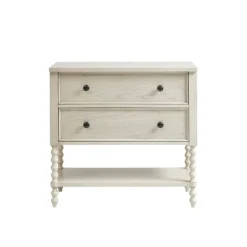 Cabinets & Sideboards-Kirkland's Home Wooden Balled Legs 2-Drawer Chest White