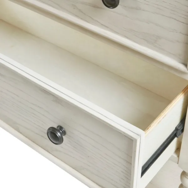 Cabinets & Sideboards-Kirkland's Home Wooden Balled Legs 2-Drawer Chest White