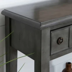 Console Tables-Kirkland's Home Wooden Console Table With Double Drawers Gray