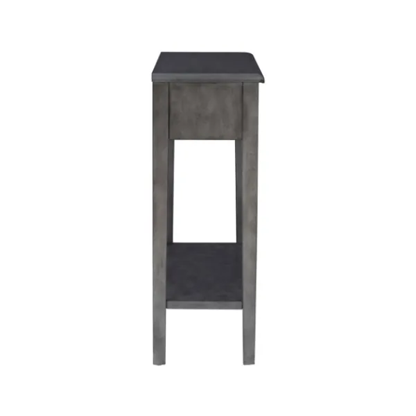 Console Tables-Kirkland's Home Wooden Console Table With Double Drawers Gray