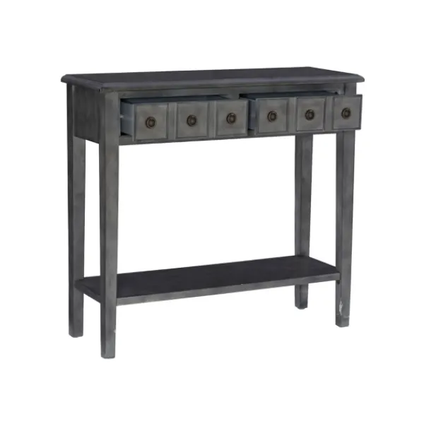 Console Tables-Kirkland's Home Wooden Console Table With Double Drawers Gray