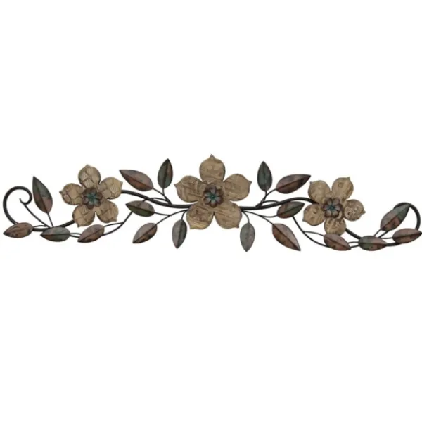 Wall Plaques-Kirkland's Home Wooden Floral Over Door Plaque Brown