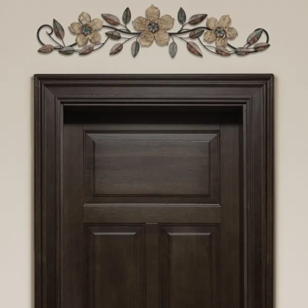 Wall Plaques-Kirkland's Home Wooden Floral Over Door Plaque Brown