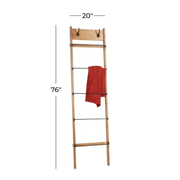Decorative Accents-Kirkland's Home Wooden Leaning Ladder With Hooks Brown