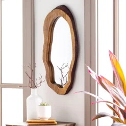 Decorative Mirrors-Kirkland's Home Wooden Live Edge Framed Wall Mirror