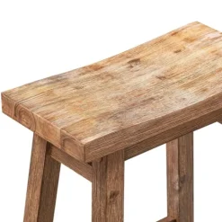 Bar Stools & Counter Height Stools-Kirkland's Home Wooden Saddle Seat Counter Stool Brown